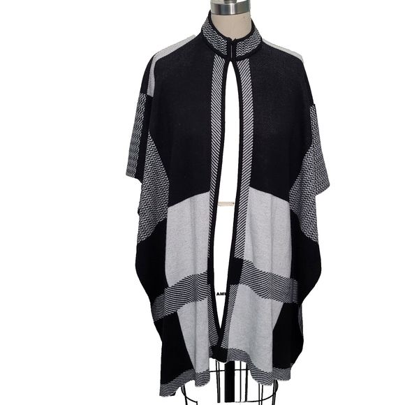 Jones Studio Kimono Womens S Black/White Colorblock Flowy Boho Chic Open… - Picture 1 of 11